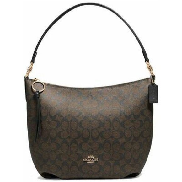 Coach Brown/Black Monogram Skylar Canvas Hobo Bag 👜 - Picture 1 of 6
